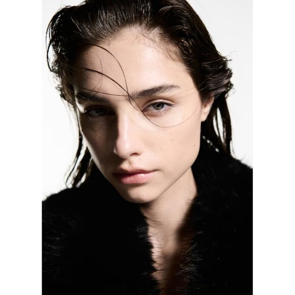 NEW MANGO Manteco wool coat detachable fur collar BLACK SIZE XXS /100%AUTHENTIC - Picture 6 of 13